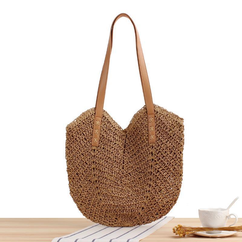 Große Strohtasche mit Lederakzenten Brehn