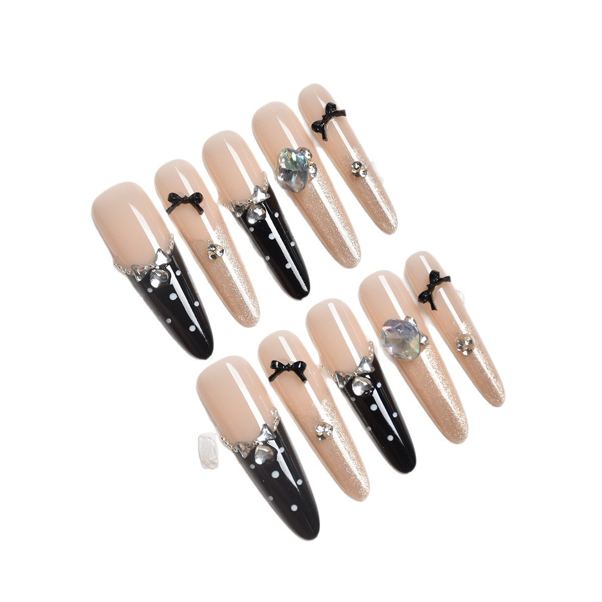 Elegante mit Kristallen verzierte Stiletto-Presse-Nägel Brehn