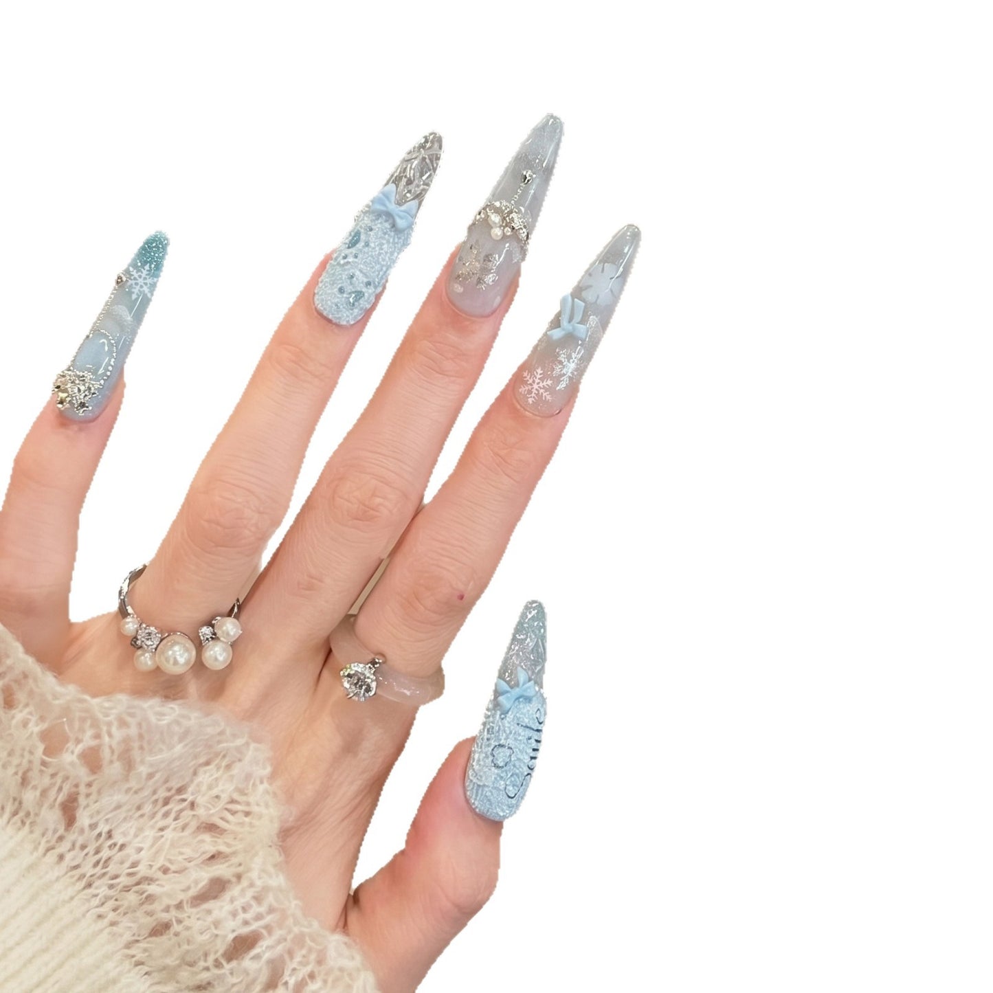 Dekorative mit Strass verzierten Stiletto-Nägel Brehn