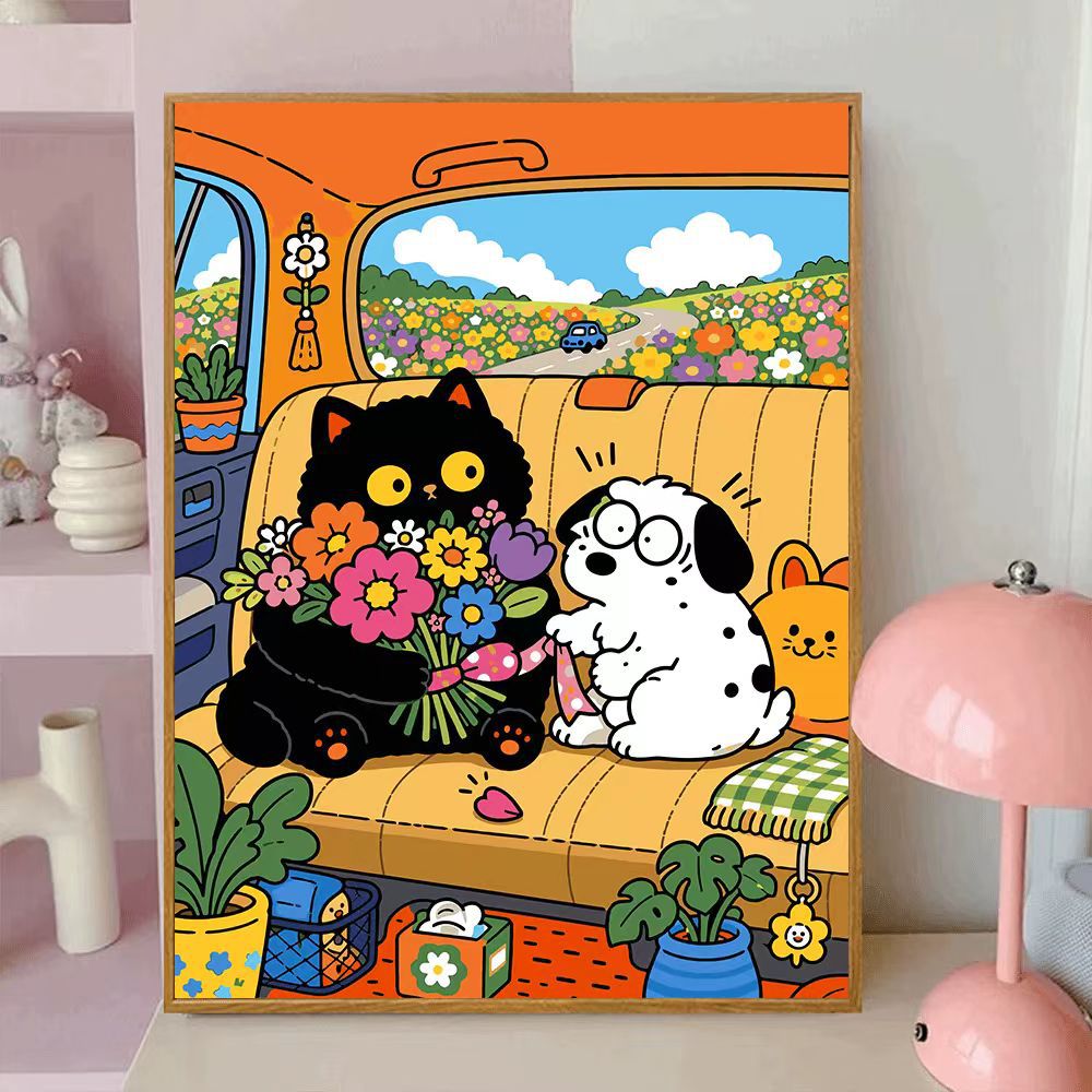Verspielt katzenmotiviertes dekoratives Wand-Leinwandkunst Brehn