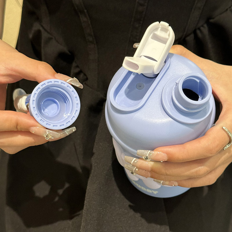 Damen isolierte Wasserflasche mit ergonomischem Tragegriff und fröhlichem Motiv Brehn