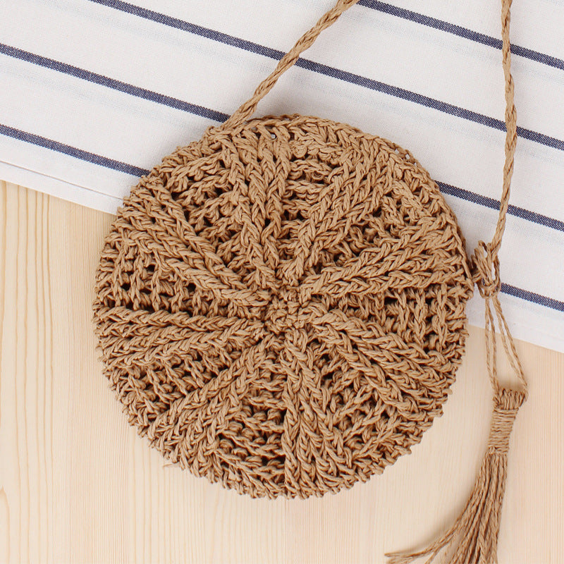 Handtasche Aus Handgeknüpftem Naturmaterial mit Fransigem Detail Brehn