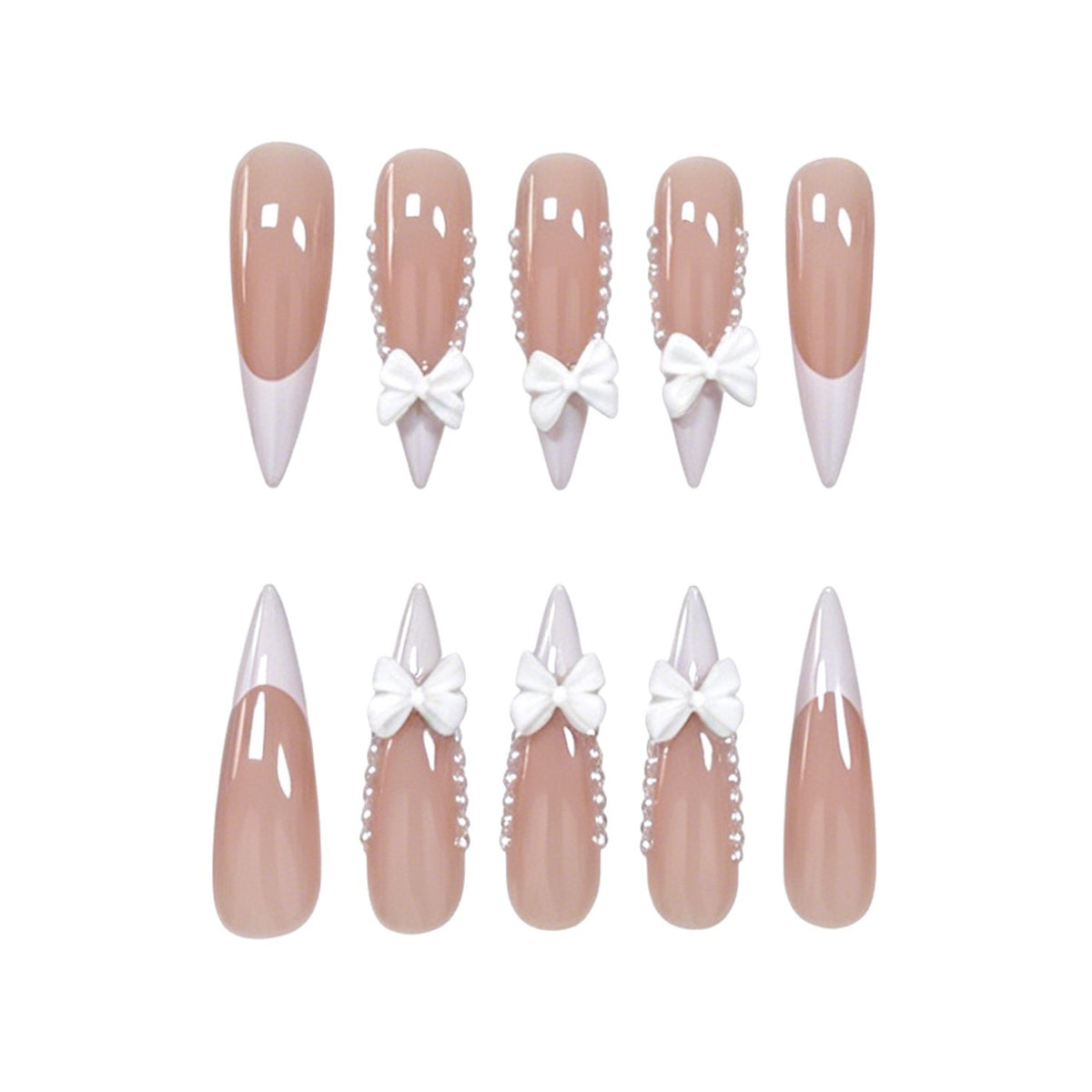 Elegante mit Schleife verzierte Nagelkunst Brehn