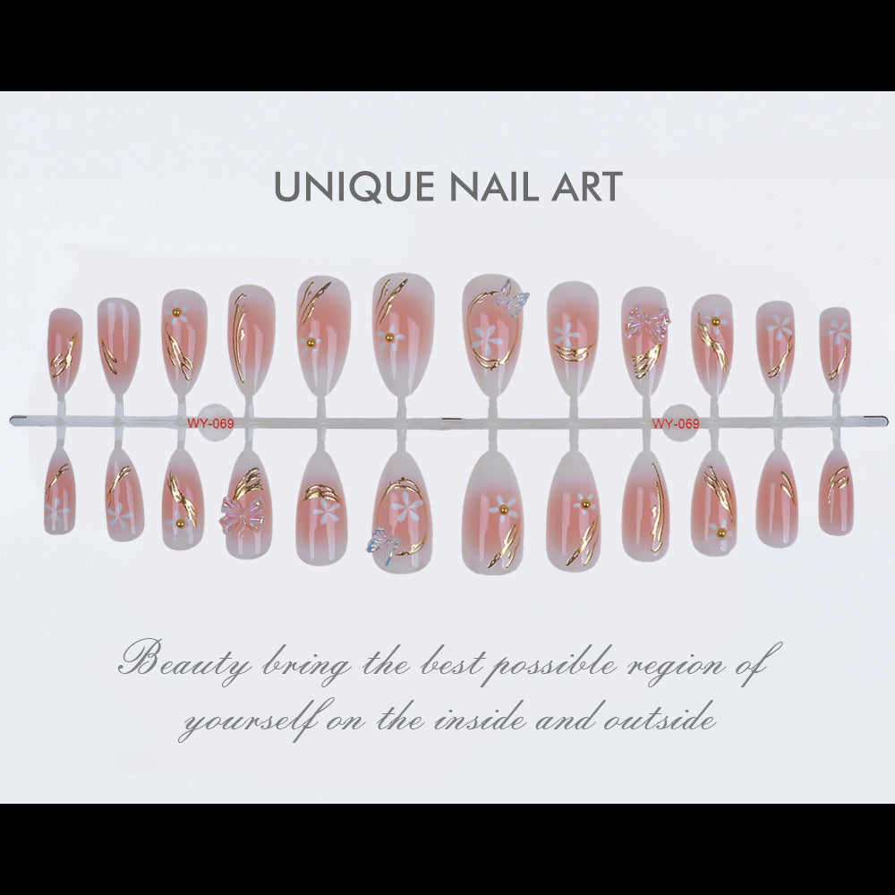 Elegantes blumenförmiges Press-On-Nagelkunst-Kit Brehn