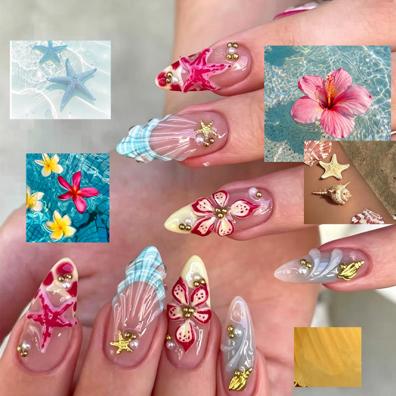 Künstlerische florale Press-On Nagelspitzen Brehn