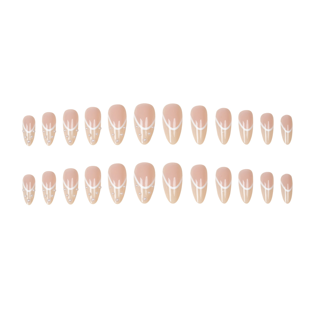 Elegantes mit Perlen verziertes Press-On-Nageldesign