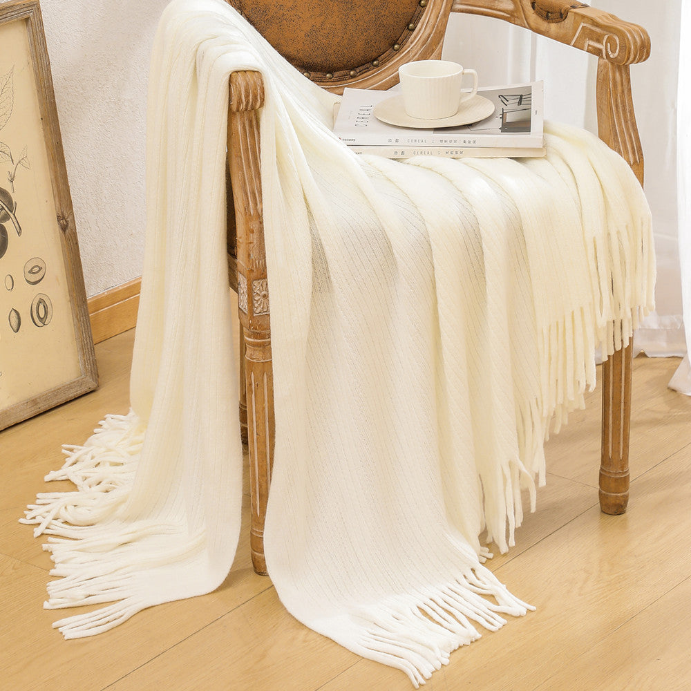 Luxuriöse Texturierte Strickfransen-Wurfdecke Brehn
