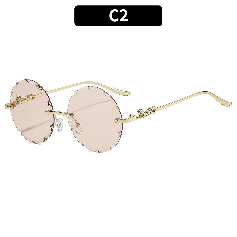 Vintage-inspirierte runde Blumen-Sonnenbrille