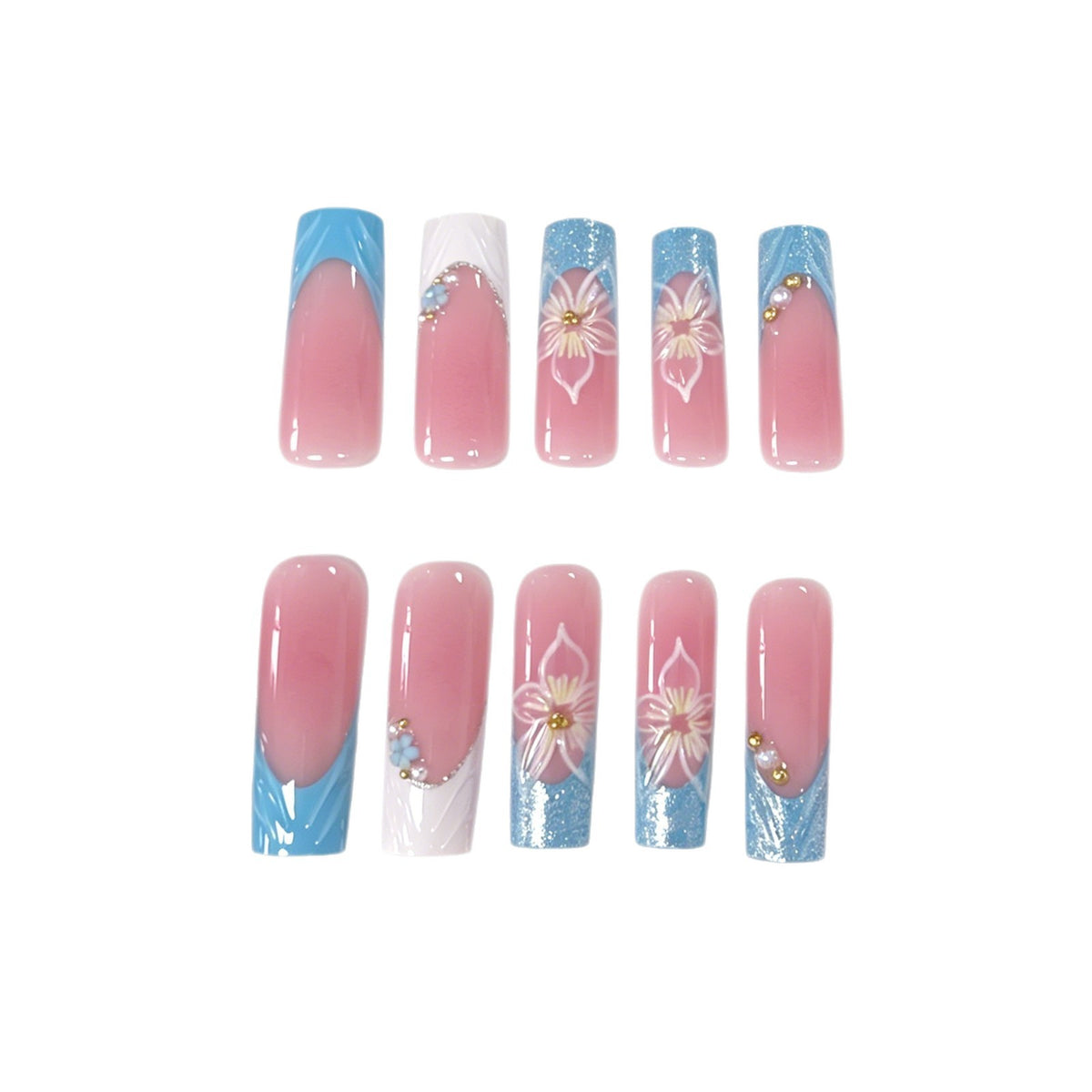 Luxuriöse Florale Acryl-Nagelverlängerungen Brehn