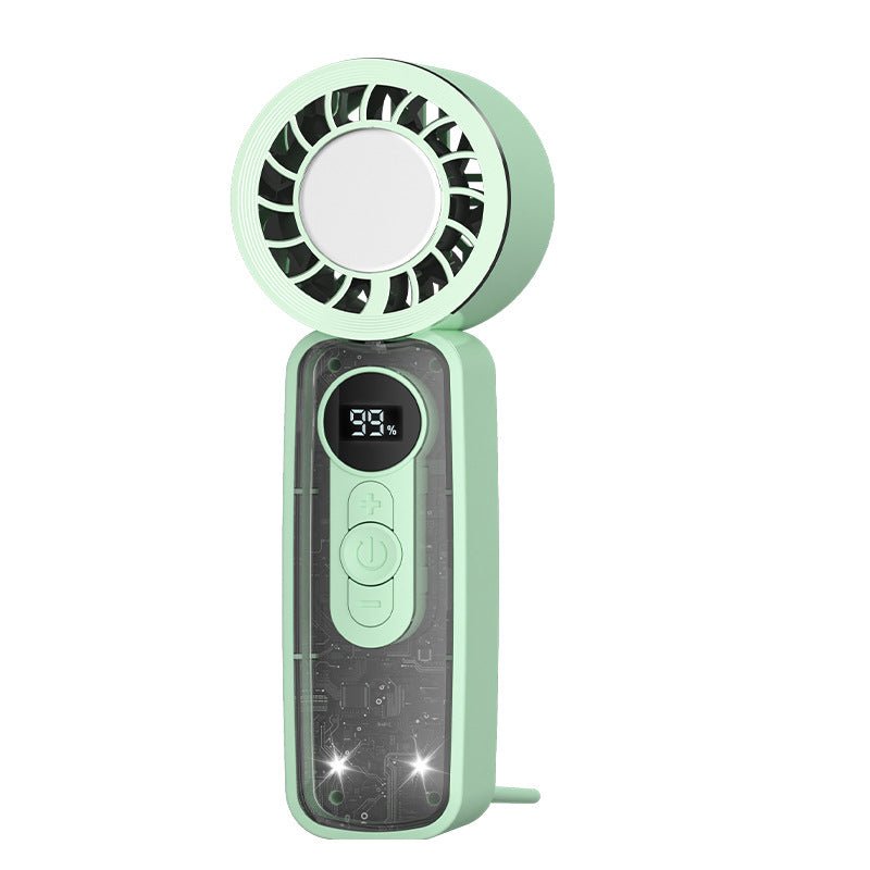 Unisex Tragbarer Mini-Dual-Ventilator mit LED-Anzeige und USB-Aufladung Brehn