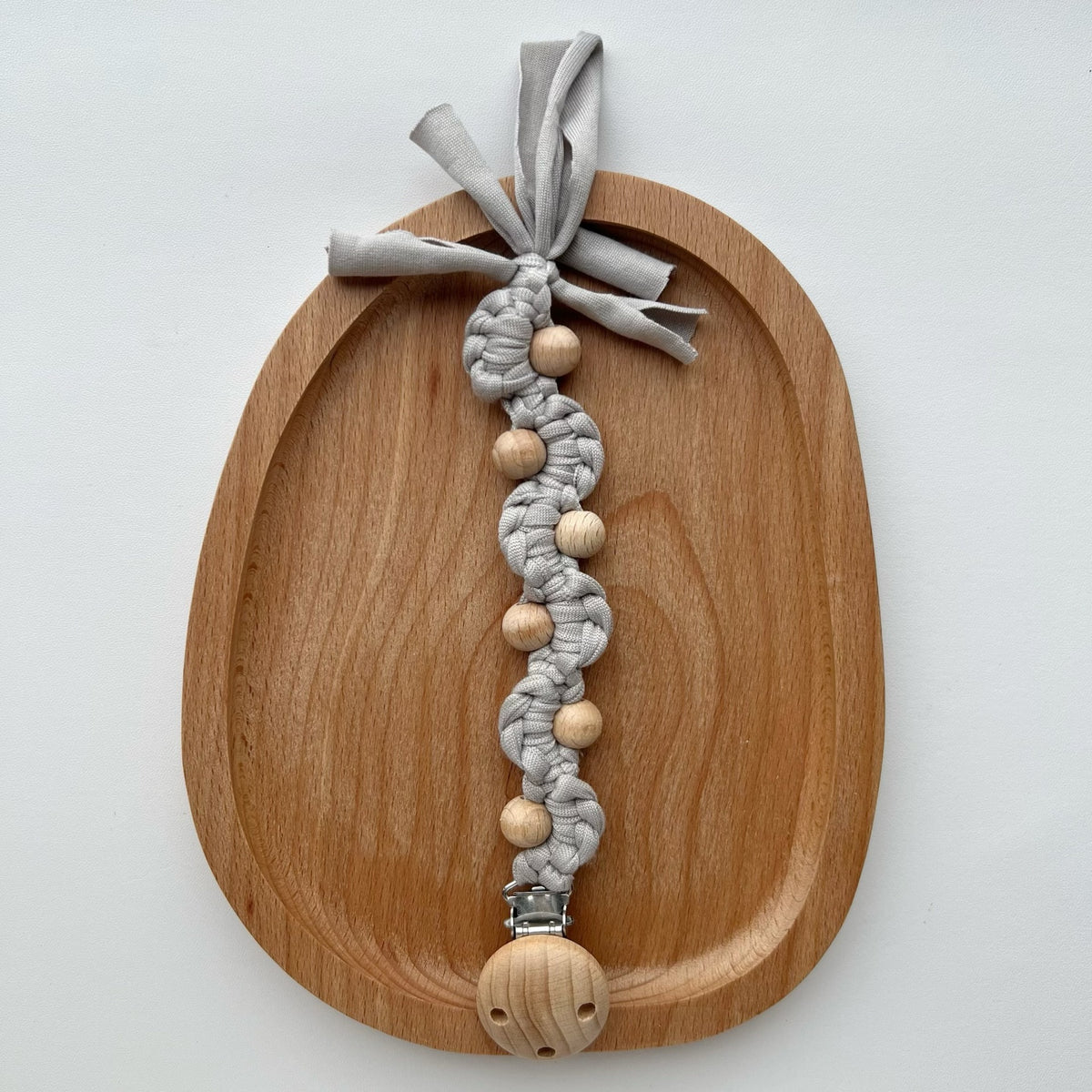 Makramee Boho Holzperlen Schnullerhalter Clip mit Metal Sicherheitsklemme