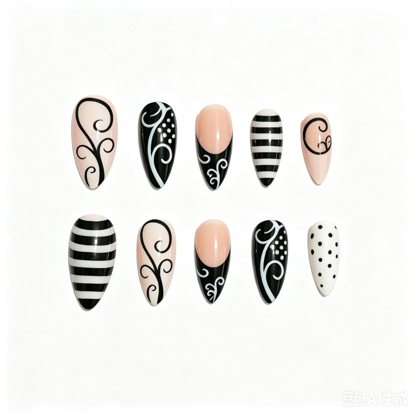 Künstlerisches Stiletto Press-On Nagelkunst Set Brehn