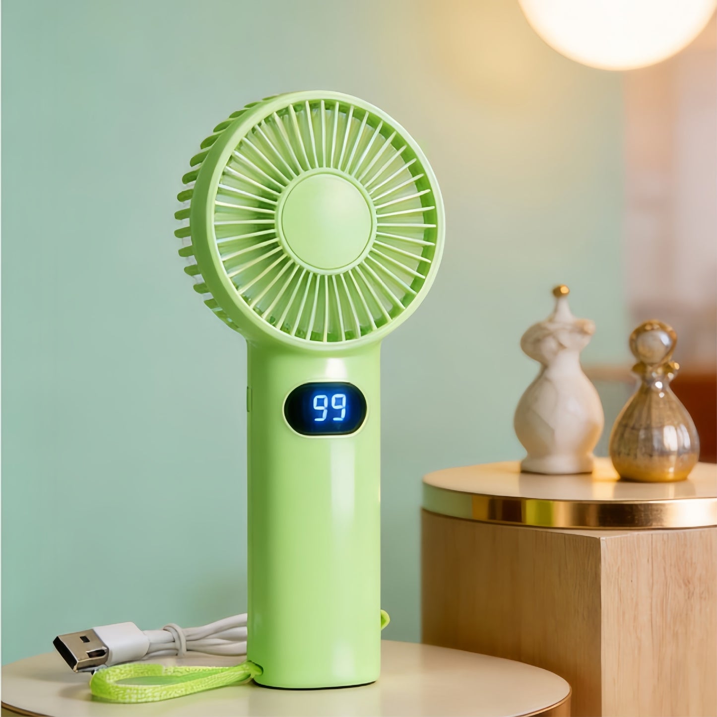 Damen Tragbarer Mini-Handventilator mit LCD-Anzeige Brehn