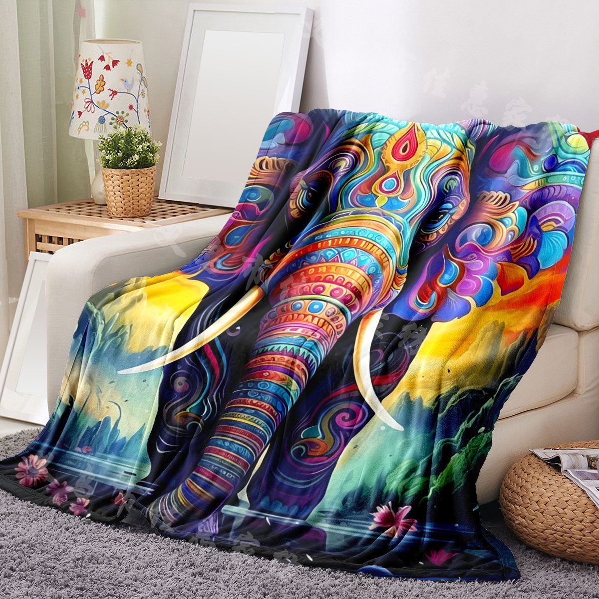 Elefant-Themen Künstlerische Fleece-Decke
