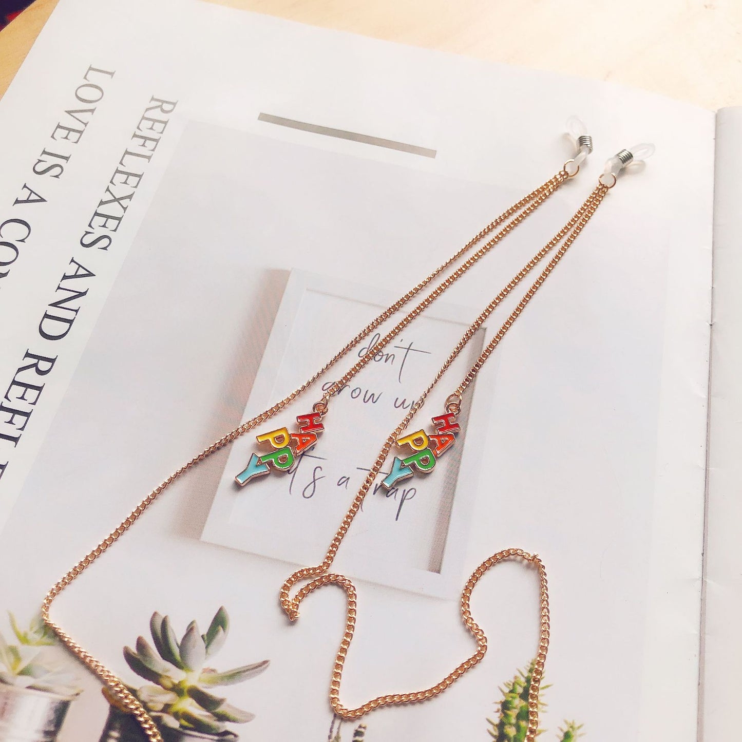 Stylische Dual Charm Brille Kette Brehn