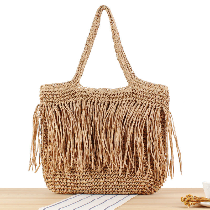 Designer-Strohtasche mit Fransenverzierung Brehn