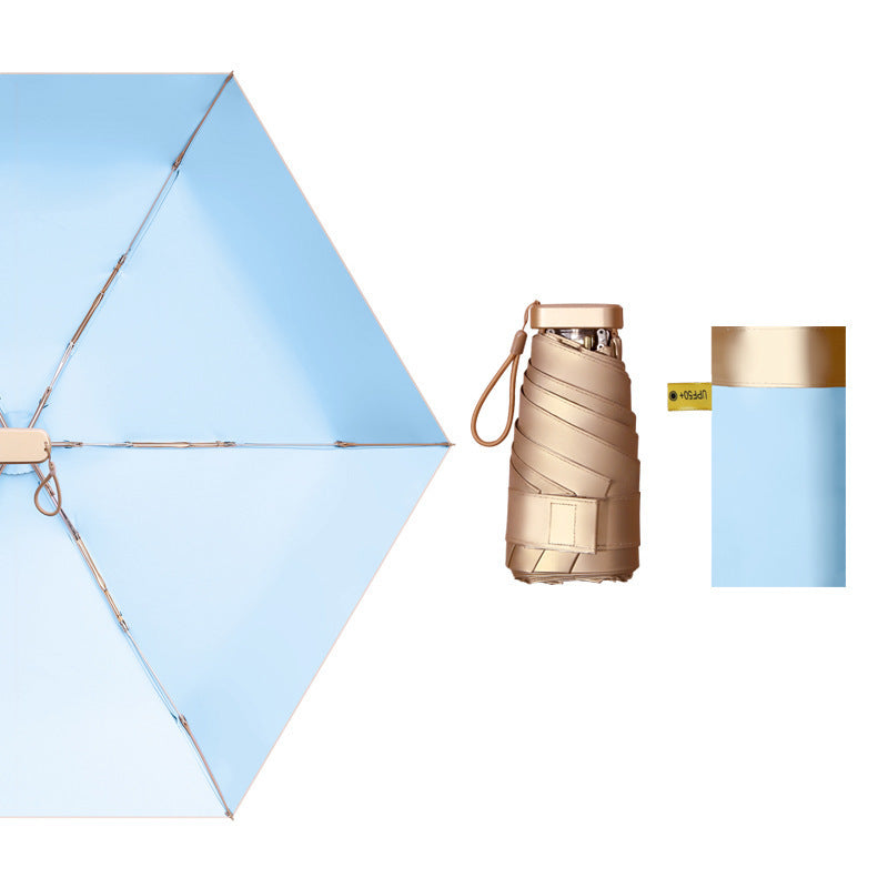 Damen eleganter wasserfester Faltregenschirm mit integriertem Flaschenhalter Brehn