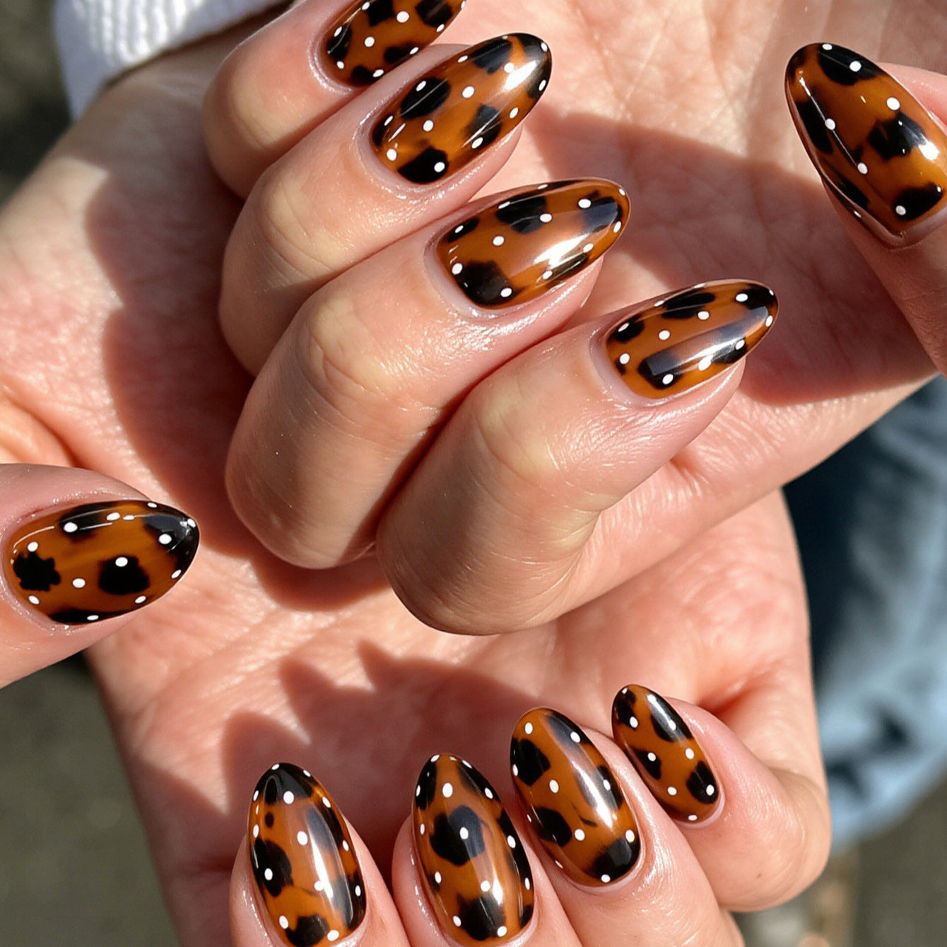 Künstlerische Leopardenmuster Presse-auf-Nagelkunst Brehn