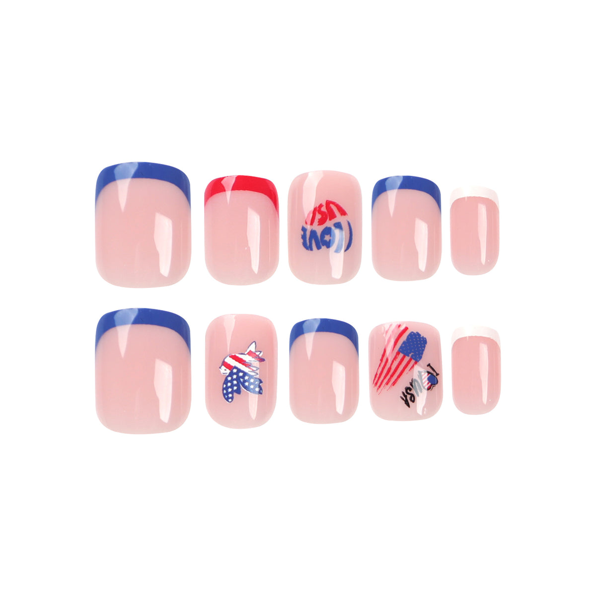 Kunstvolle Nagelkunst mit patriotischen Designs Brehn