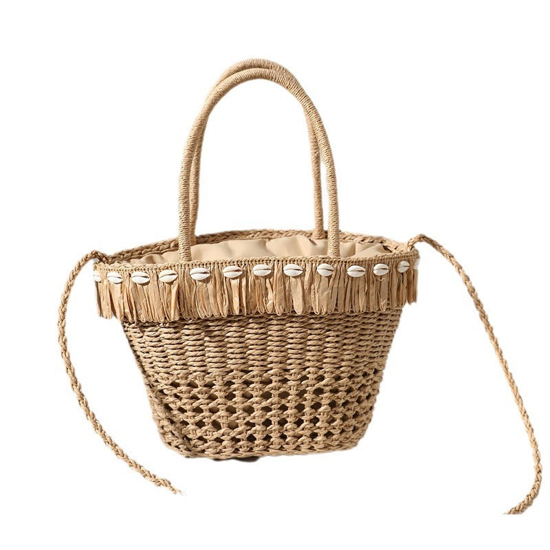 Geflochtene Basttasche mit Dekorativem Quastendetail Brehn