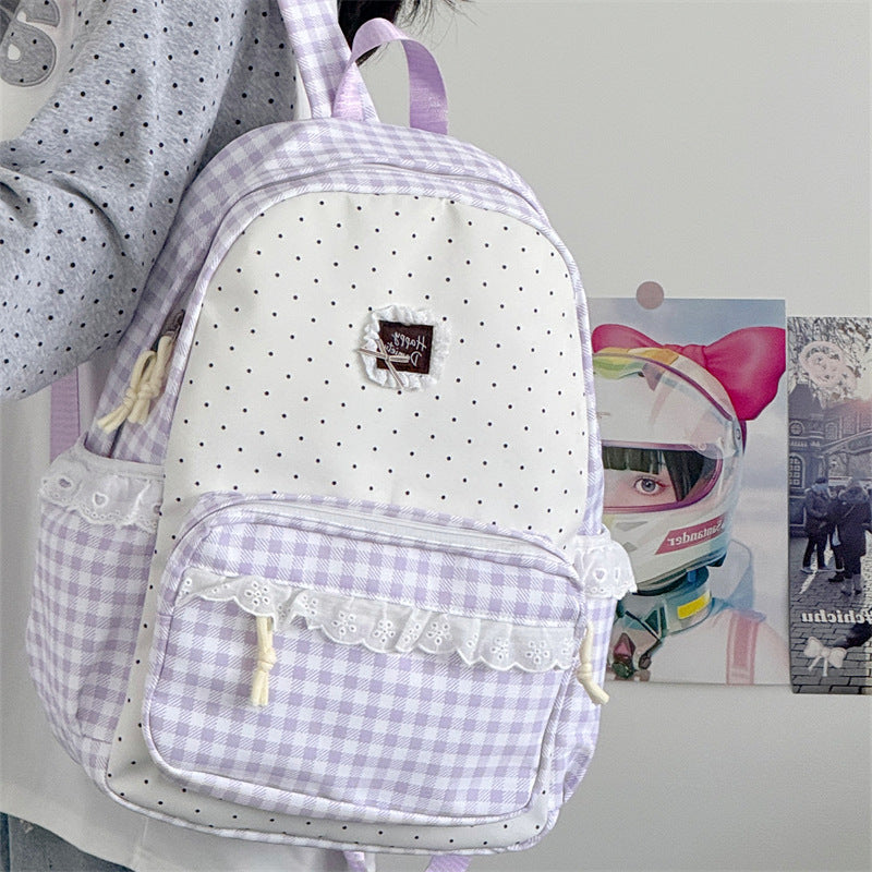 Charmanter Karo-Muster Schulrucksack