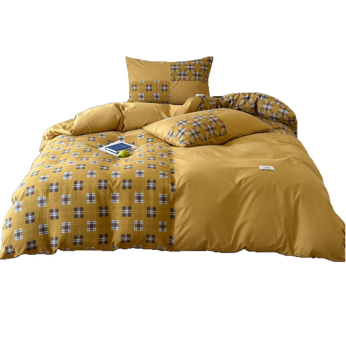 Wendbare Karierter Patchwork Bettbezugset mit weichem gebürstetem Mikrofaser