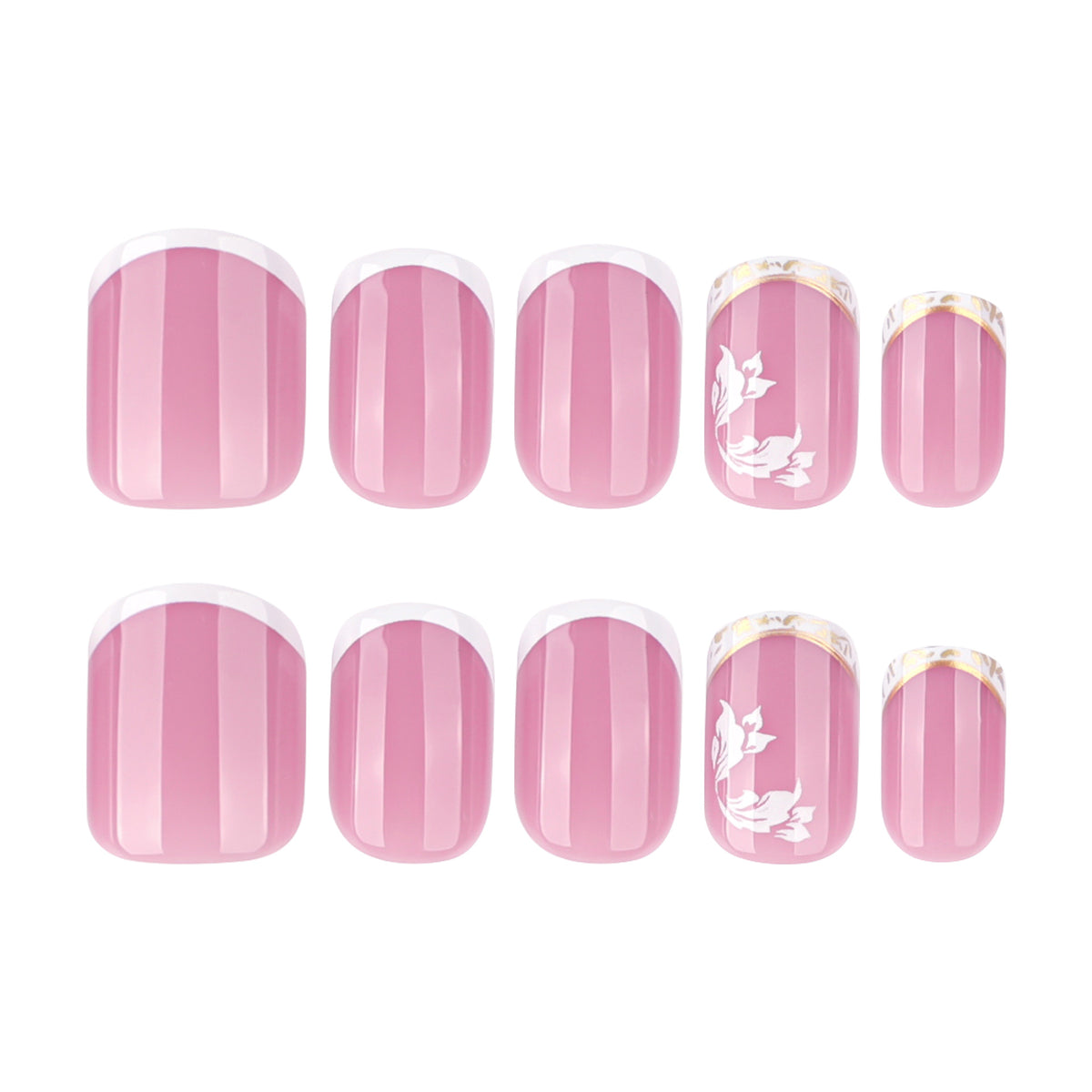 Kunstvolle Nagelkunst mit elegantem French-Tip und floralen Akzenten Brehn