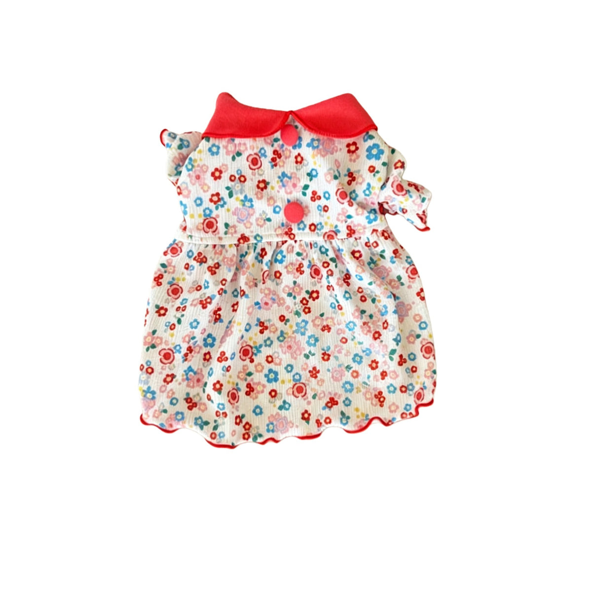 Baby Blumen Ripp Baumwollkleid mit Peter-Pan-Kragen