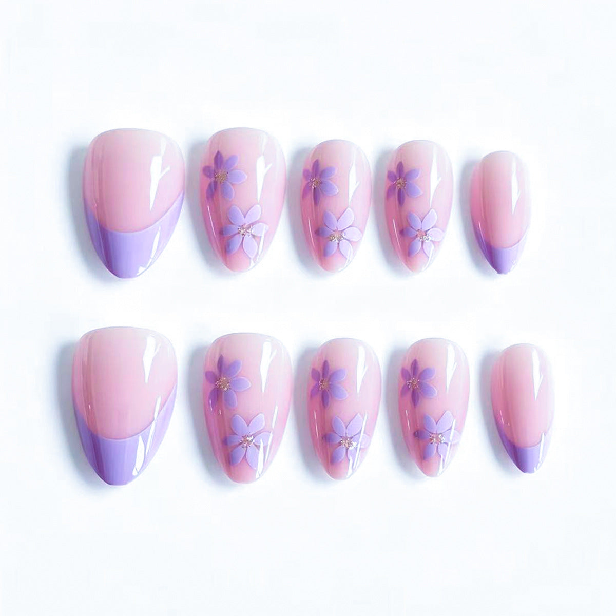 Künstlerische floral verzierte Press-On Nail Tips Brehn