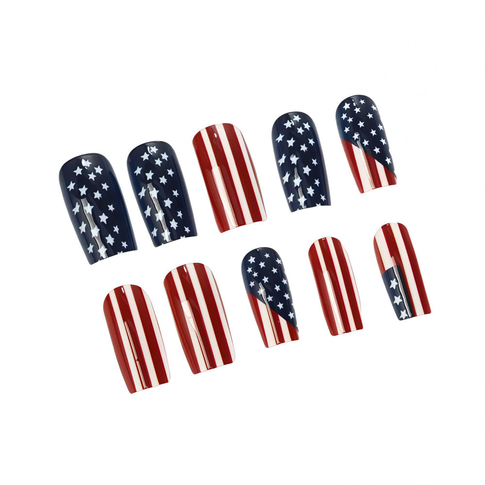 Kunstnägel mit amerikanischem Flaggen-Design Brehn