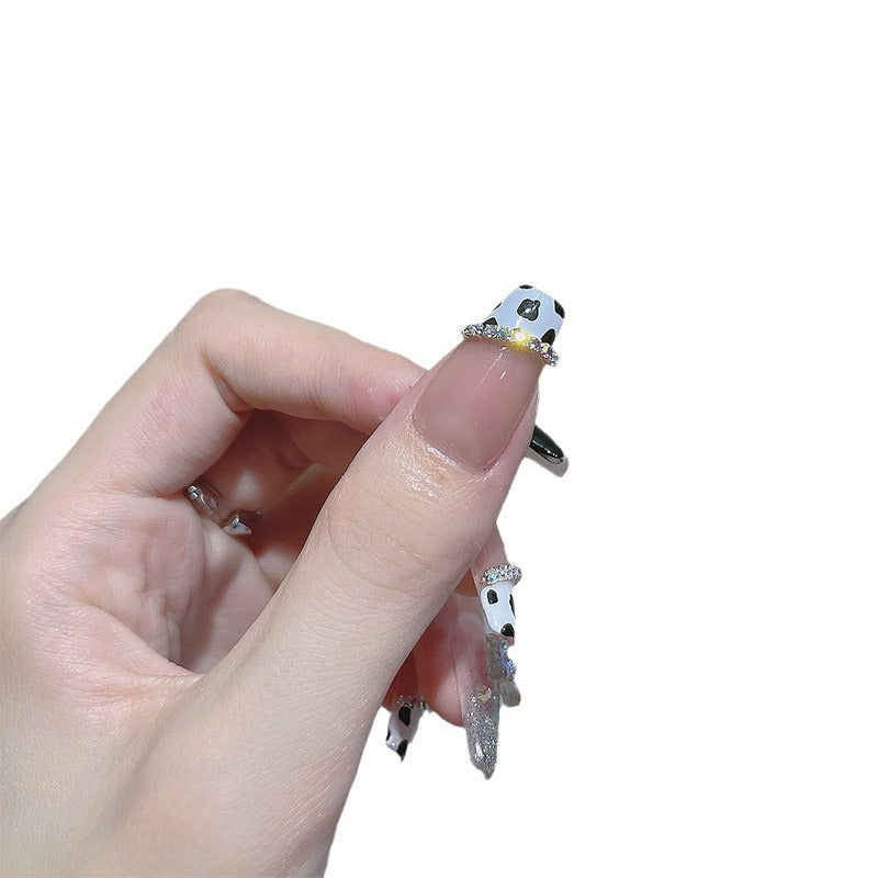 Dekorative 3D Herz- und Kuhmuster-Nagelkunst-Extensions