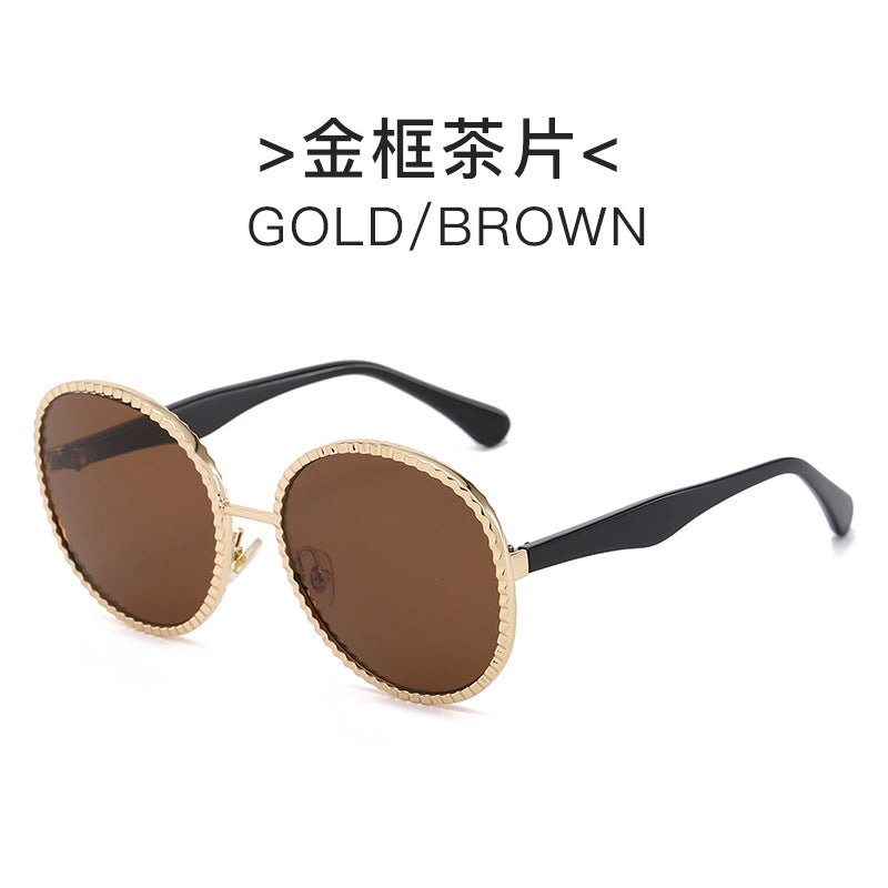 Damen elegante oversized Sonnenbrille mit gewebtem goldenen Rahmen Brehn