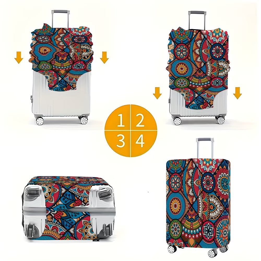 Unisex nan elastische Kofferhülle mit Mandala-Muster und Teleskopgriff-Kompatibilität Brehn
