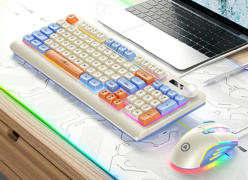 Retro RGB Mechanische Tastatur und Optische Gaming-Maus Set Brehn