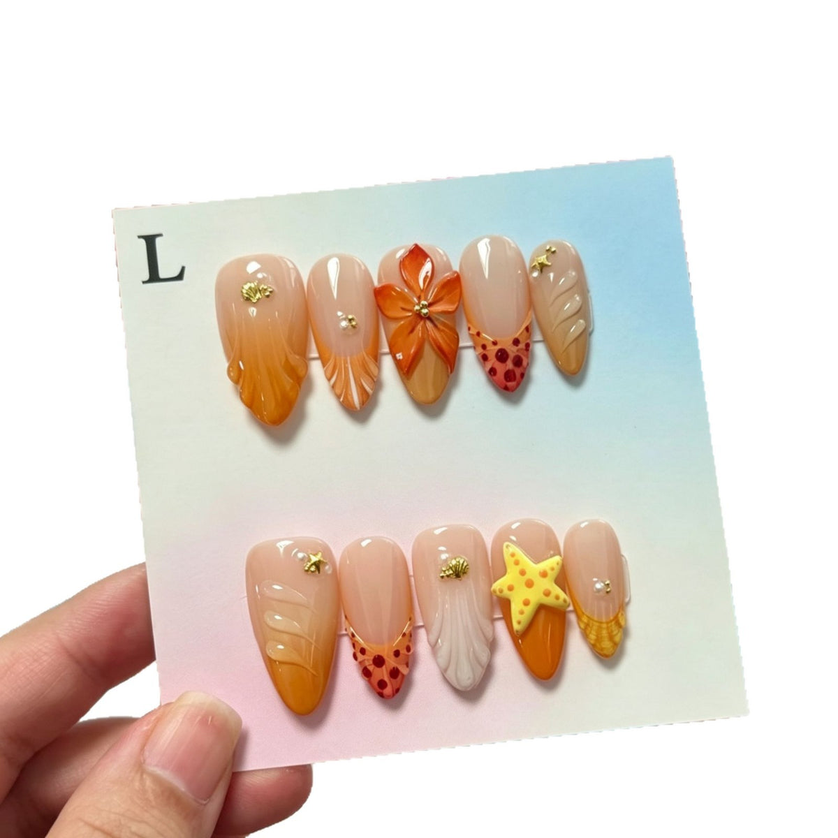 Dekoratives Press-On-Nagelkunst-Set mit tropischen Themen