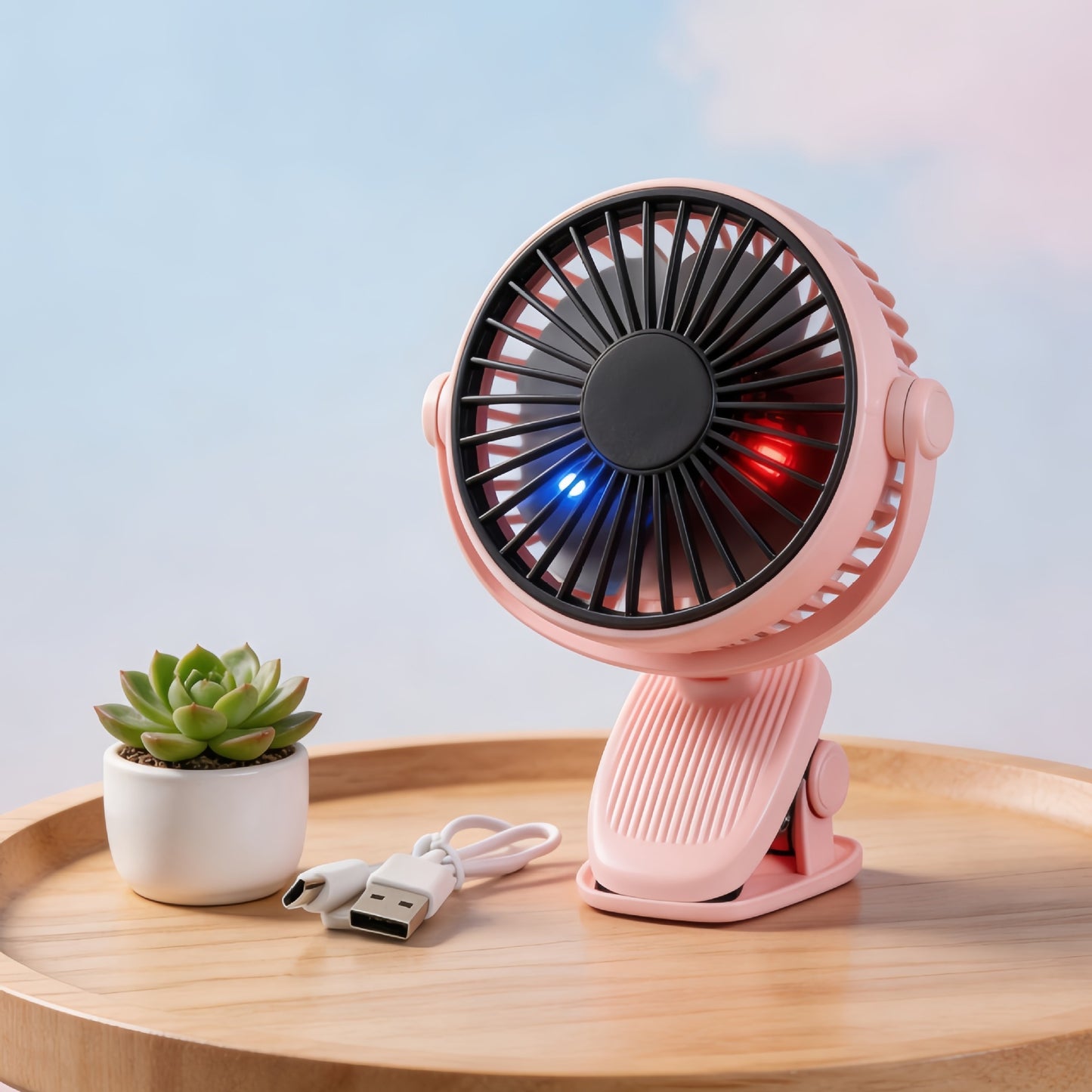 Unisex Tragbarer USB Tischventilator mit flexiblem Neigungswinkel Brehn