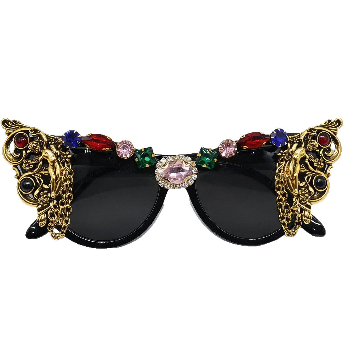 Damen extravagante Glamour-Sonnenbrille mit kunstvollen Verzierungen Brehn
