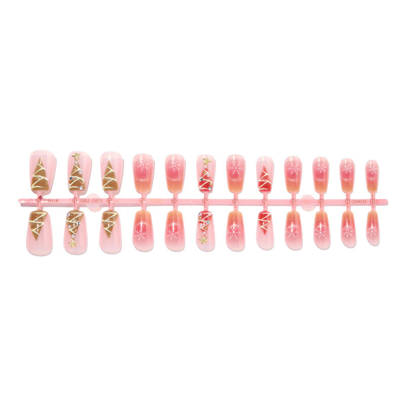 Kunstnagelset mit festlichem Weihnachtsmotiven und Glitzerapplikationen Brehn