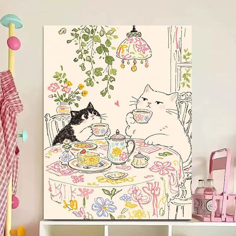 Verspielt Katze Illustration Leinwand Kunst Druck Brehn
