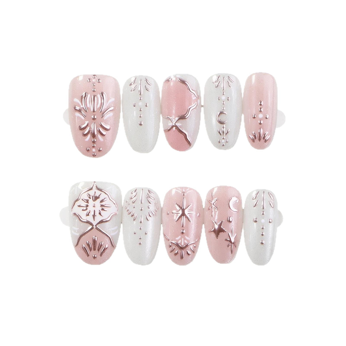 Elegantes Press-On-Nail-Art-Set mit kunstvollen Verzierungen Brehn