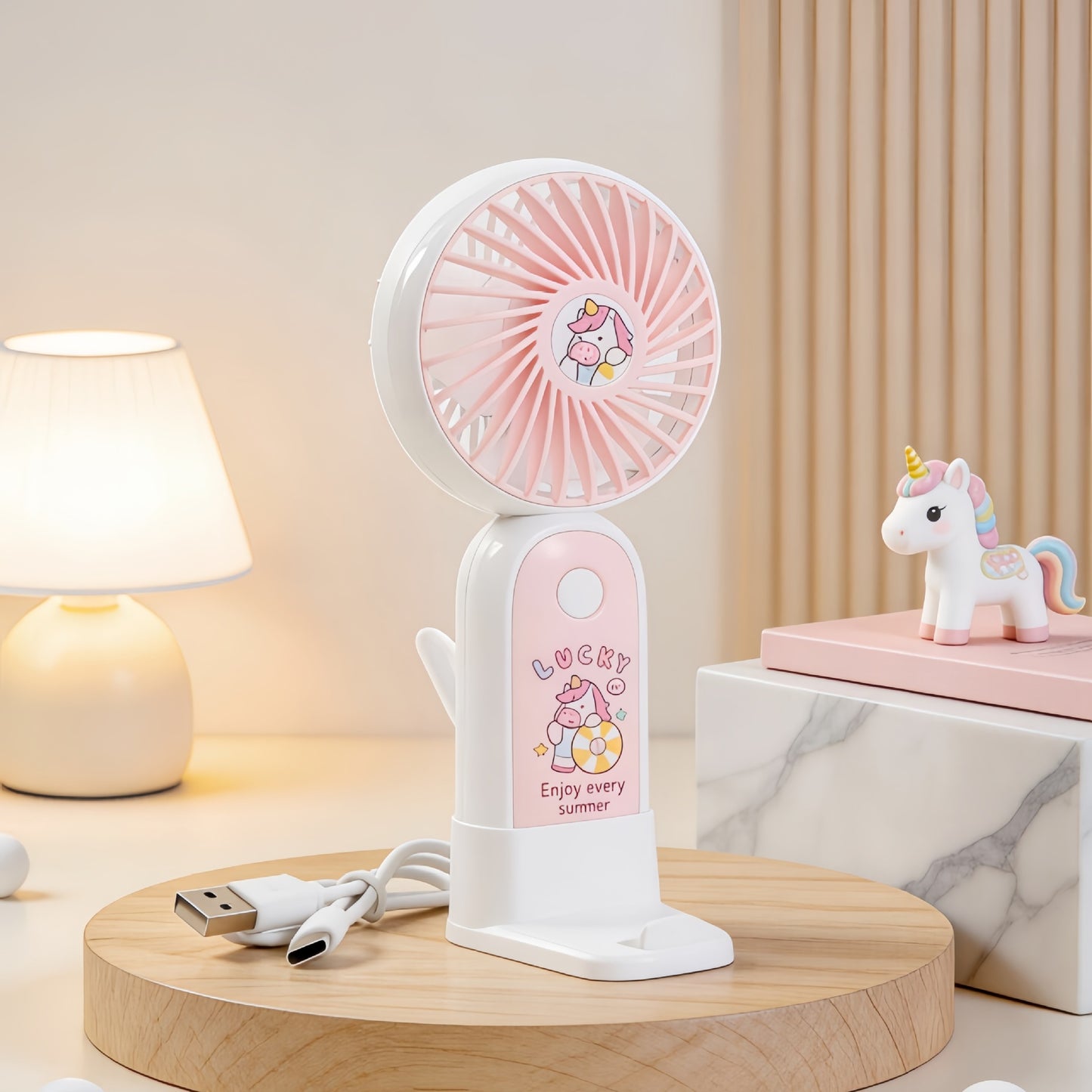 Damen Tragbarer USB-Handventilator mit niedlichem Motiv Brehn