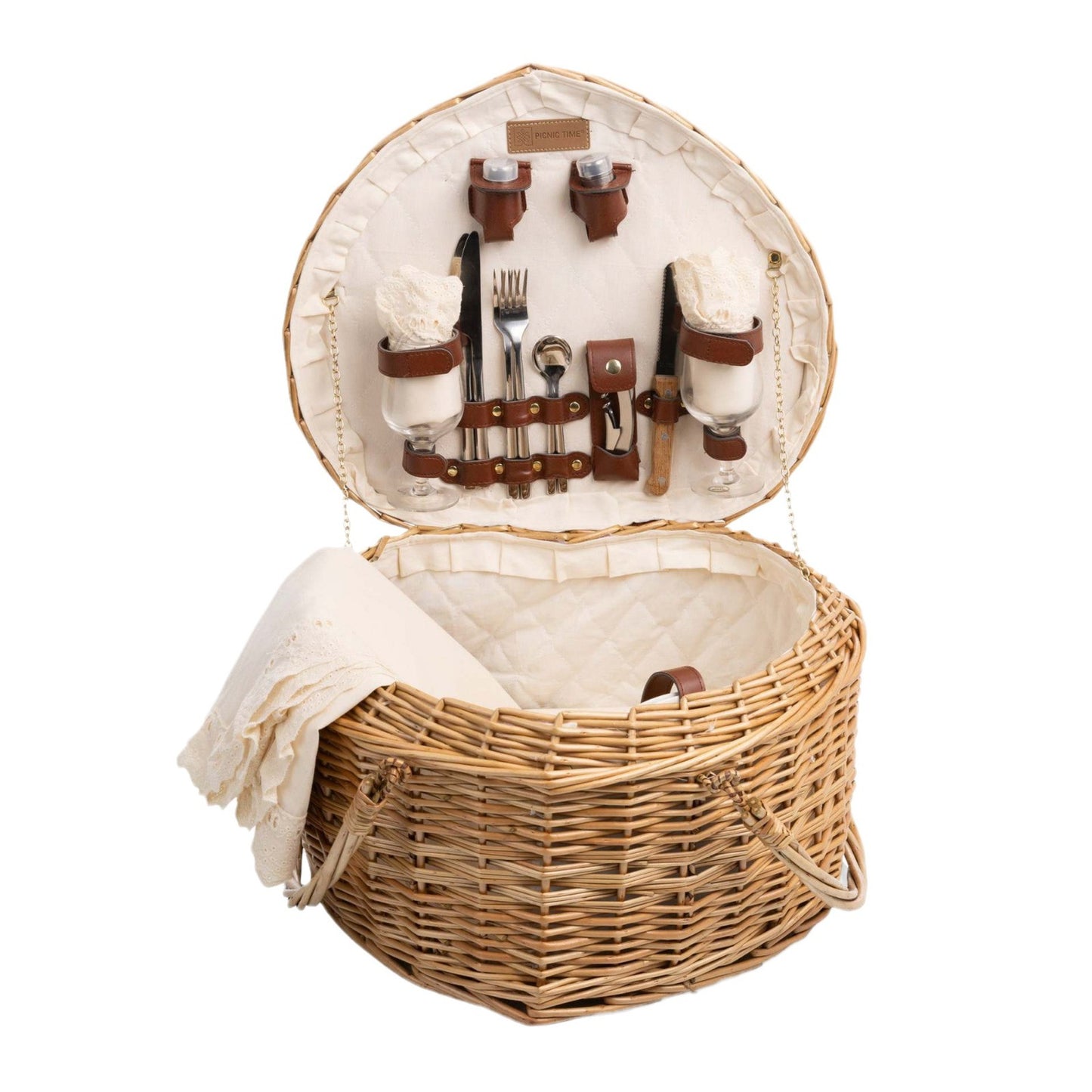 Damen Picknickkorb mit integriertem Geschirrset und elegantem Innenfutter Brehn
