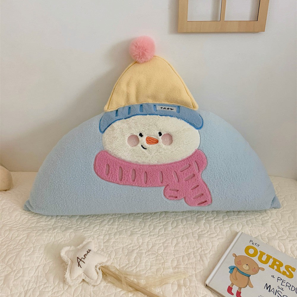 Kuscheliges Deko-Körperkissen mit aufgenähtem Schneemannmotiv