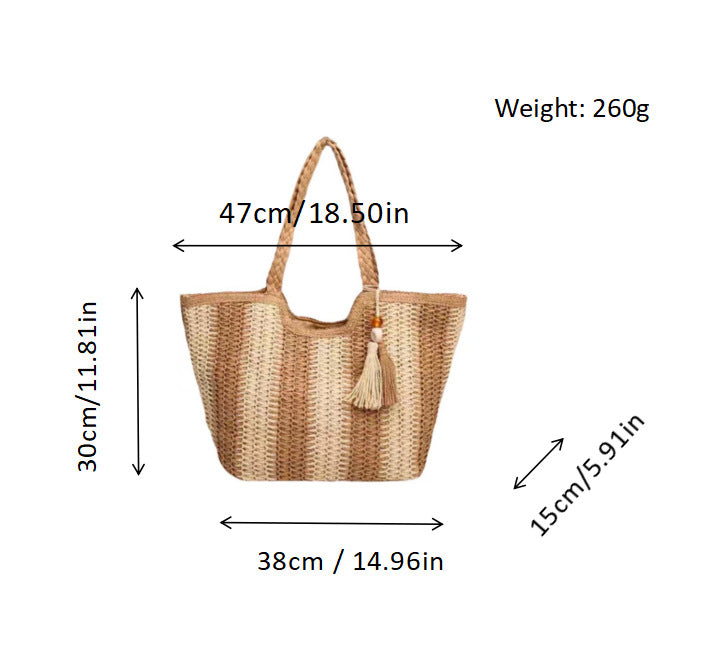 Strandtasche mit Fröhlichen Streifen und Quastendetails Brehn