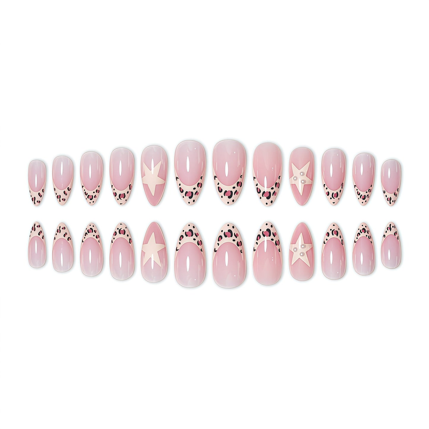 Künstlerischer Stern und Tierdruck Nagelkunst Extensions Brehn