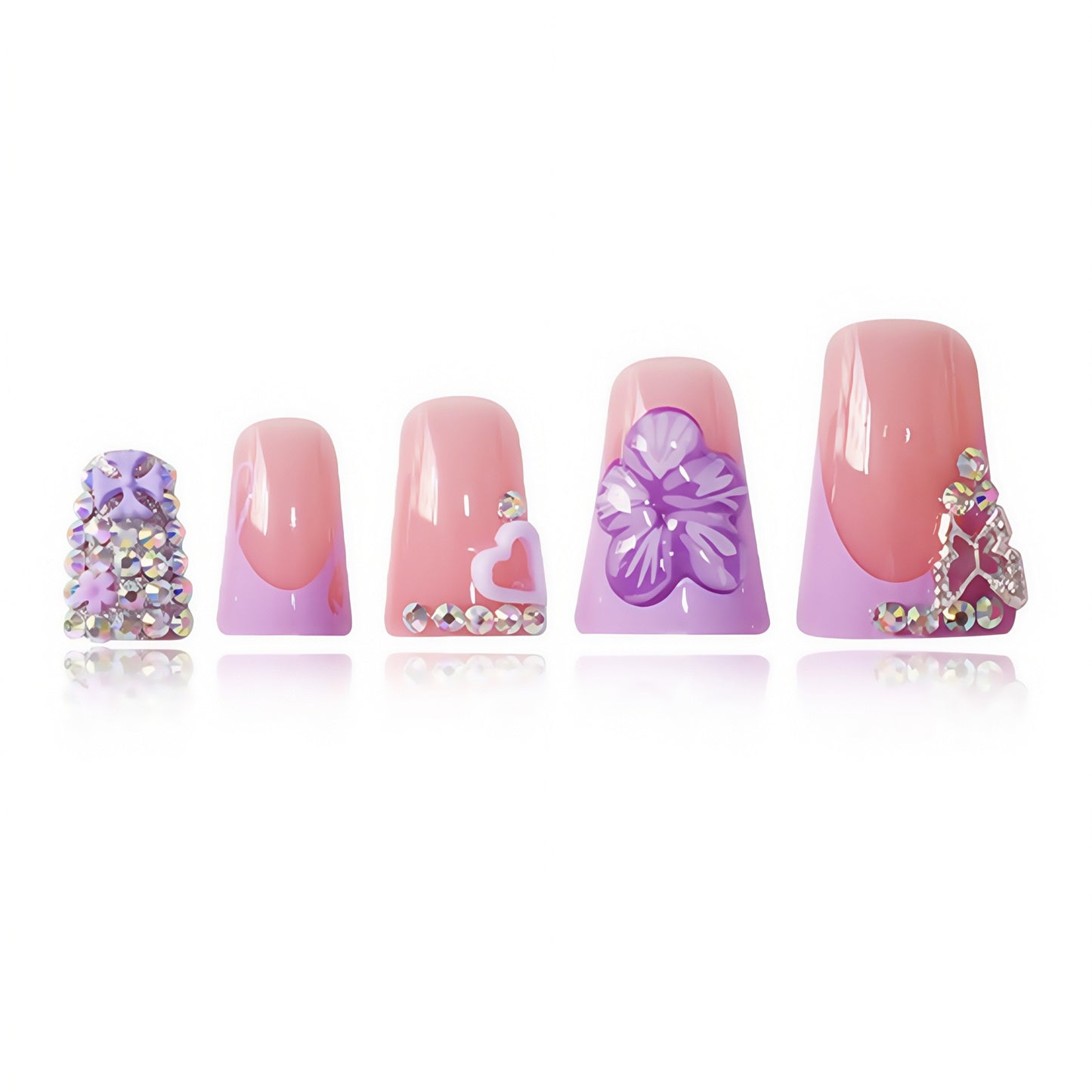 Floral Verziertes Press-On Nagelset Brehn