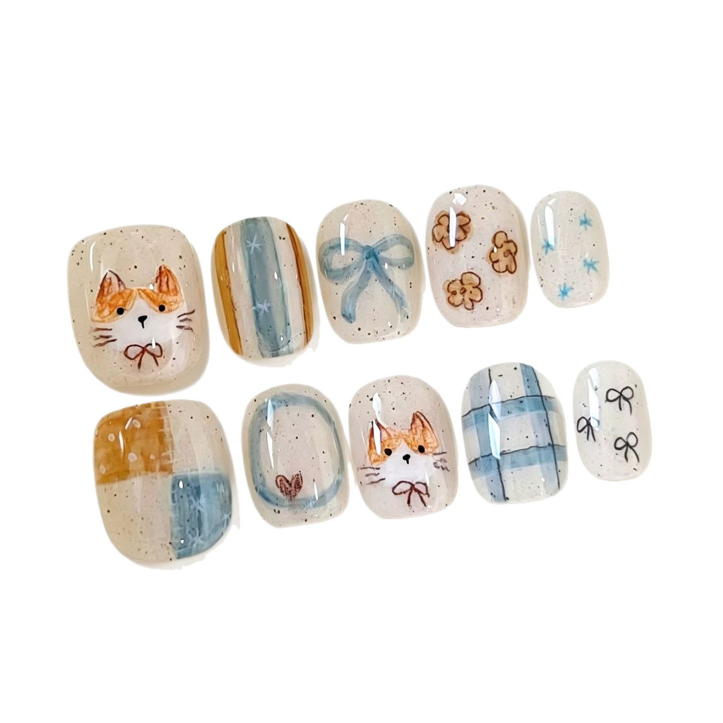 Künstlerisches katzeninspiriertes Nagelkunstset Brehn