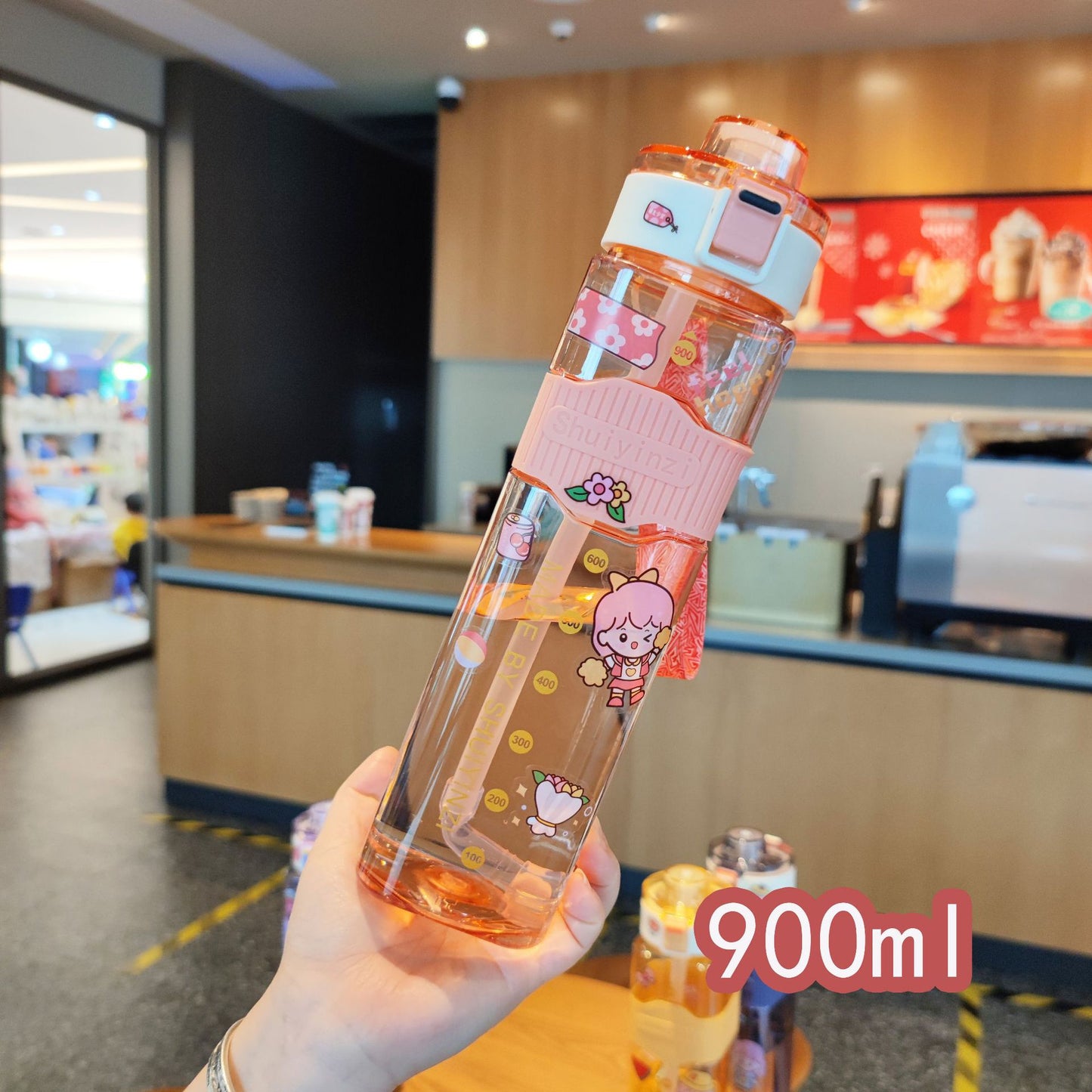 Damen kreative Trinkflasche mit innovativem Sichtfenster und Motivationsmarkierungen Brehn
