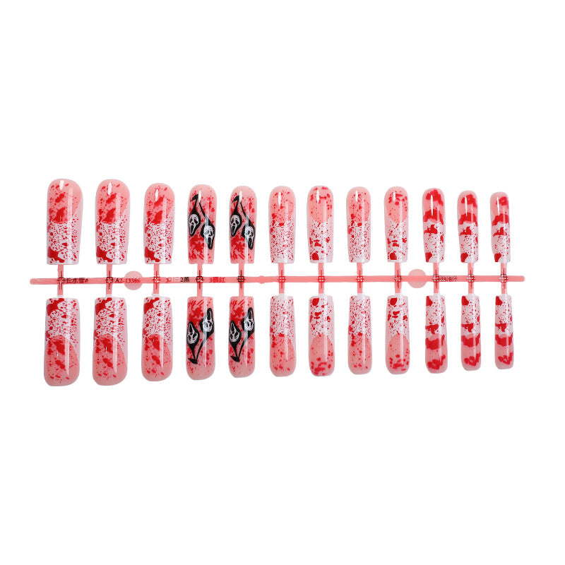 Kunstnagelset mit kreativen blutigen Spritz-Design Brehn