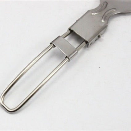 faltbarer Edelstahl Camping-Spork mit verriegelbarem Scharnier und Reisenschlaufe Brehn